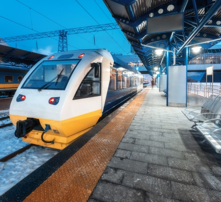 European high speed train at night