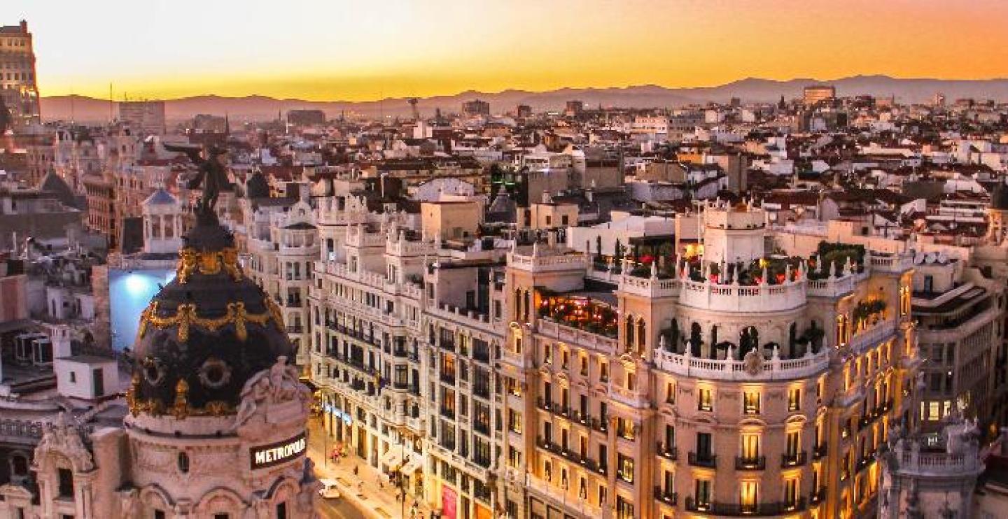 Madrid with mountains in the background