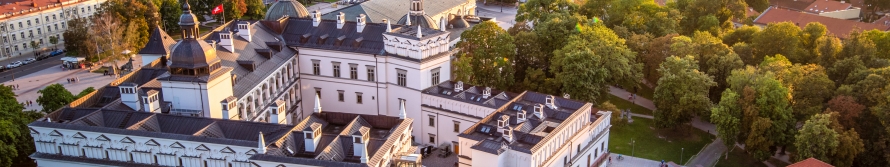 Aerial view from the Gediminas Tower on Vilnius city center, Lithuania