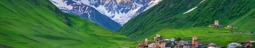 Ushguli village at the foot of Mt. Shkhara,Upper Svaneti, Georgia